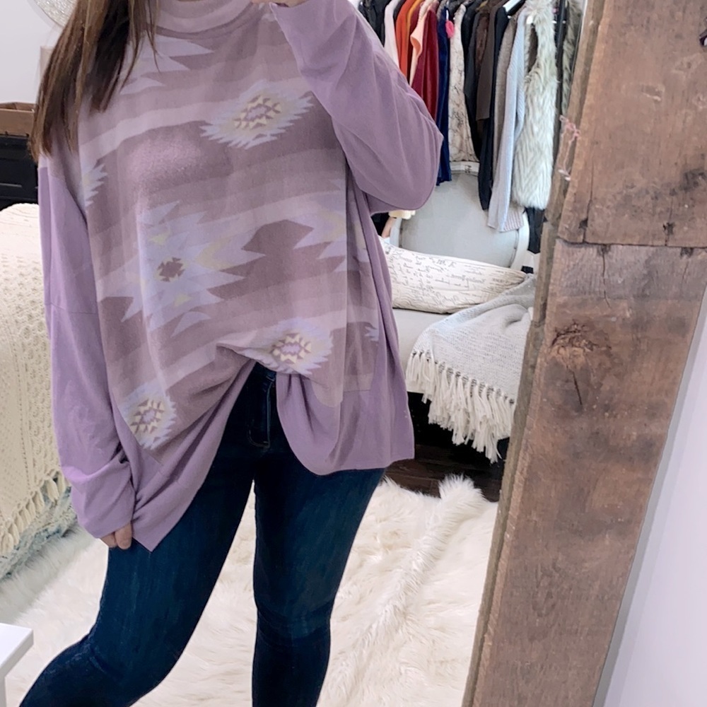 Hailey & Co purple boho oversized sweater size large